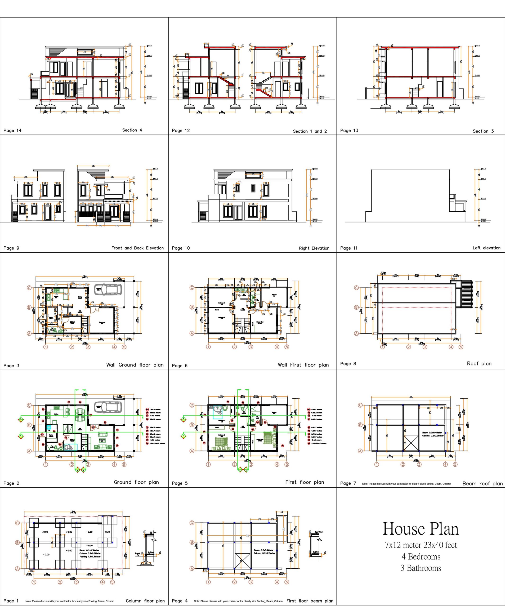 Small House Plan 7x12 Meter 23x40 Feet Pdf Full Plan all