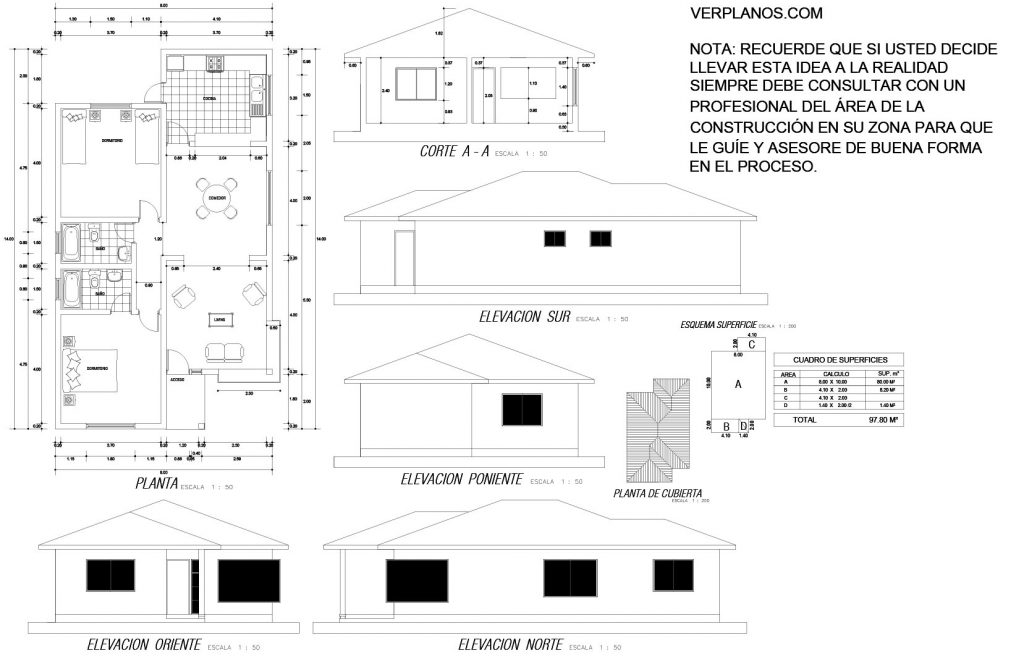 Small House Plan 8x14 Meter 2 Beds 2 Bath Free PDF Plan layout 2d plan