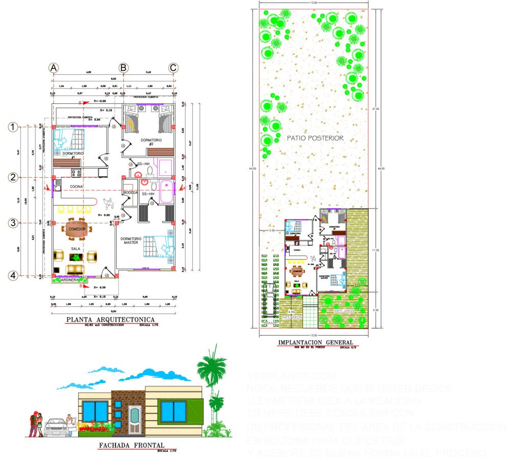 Modern House Plans 8x12 Meter 3 Beds 2 Baths Free Full Plan layout 2d plan