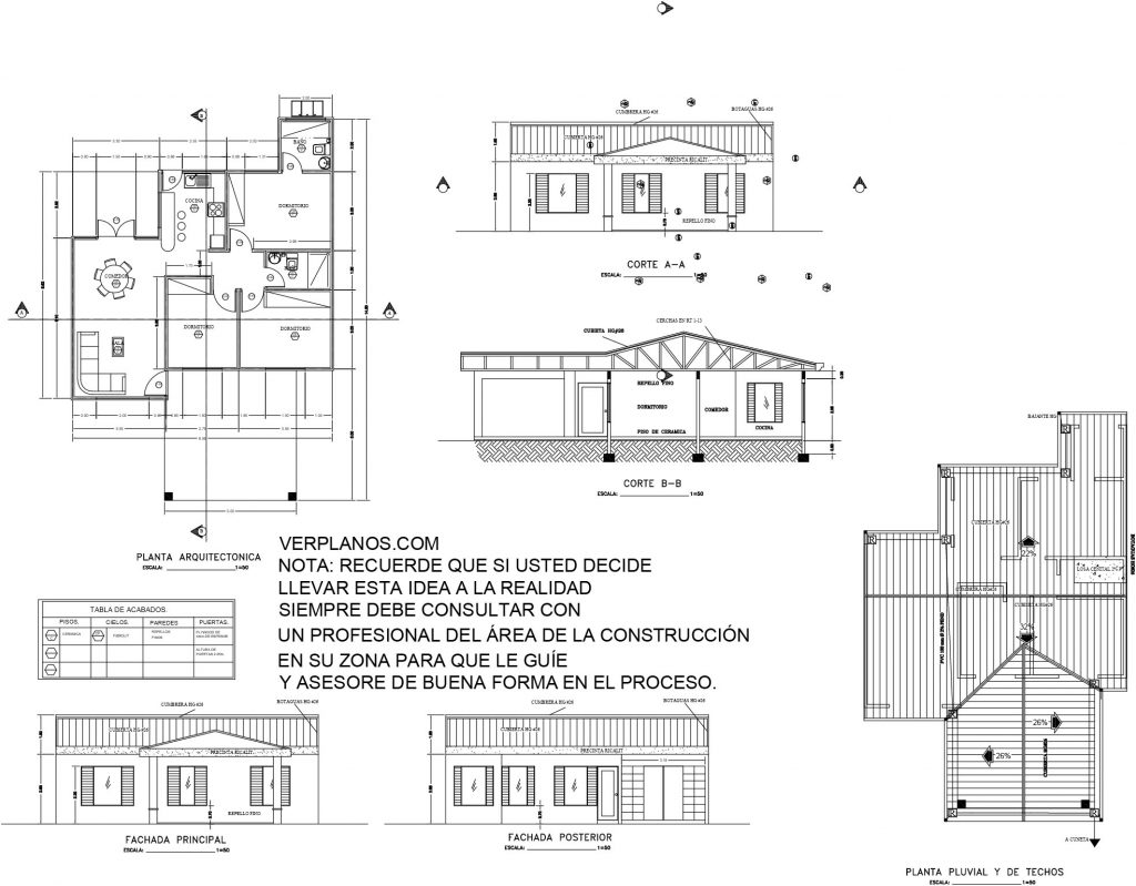 Simple House Design 10x10 Meter 3 Beds 2 Baths Free PDF Full Plan layout 2d plan