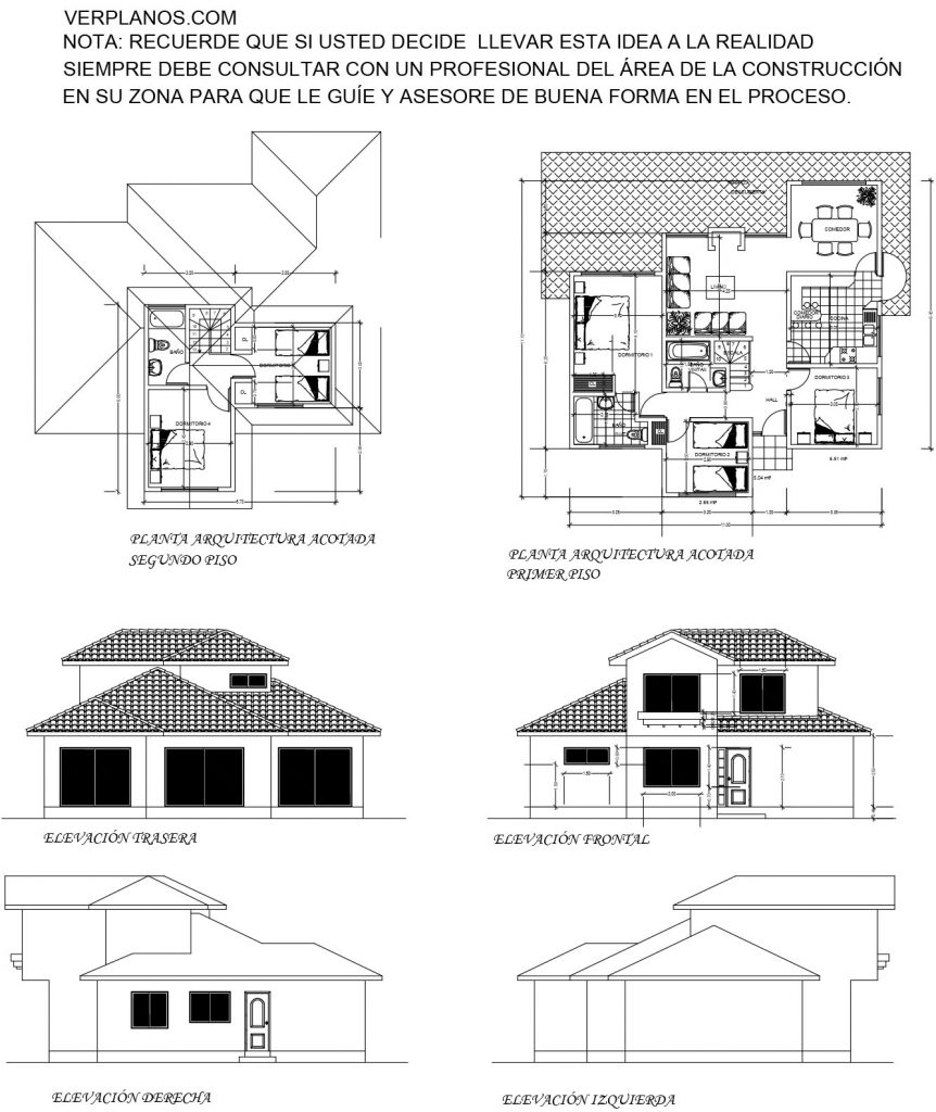 Simple House Plan 11x11 Meter 5 Beds 3 Baths Free Full Plan layout 2d plan