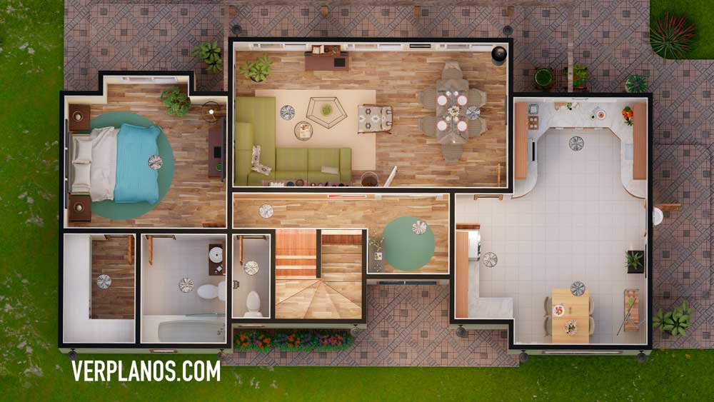 Simple House Plan 14x7 Meter 3 Beds 2 Bath Free PDF Full Plan ground floor