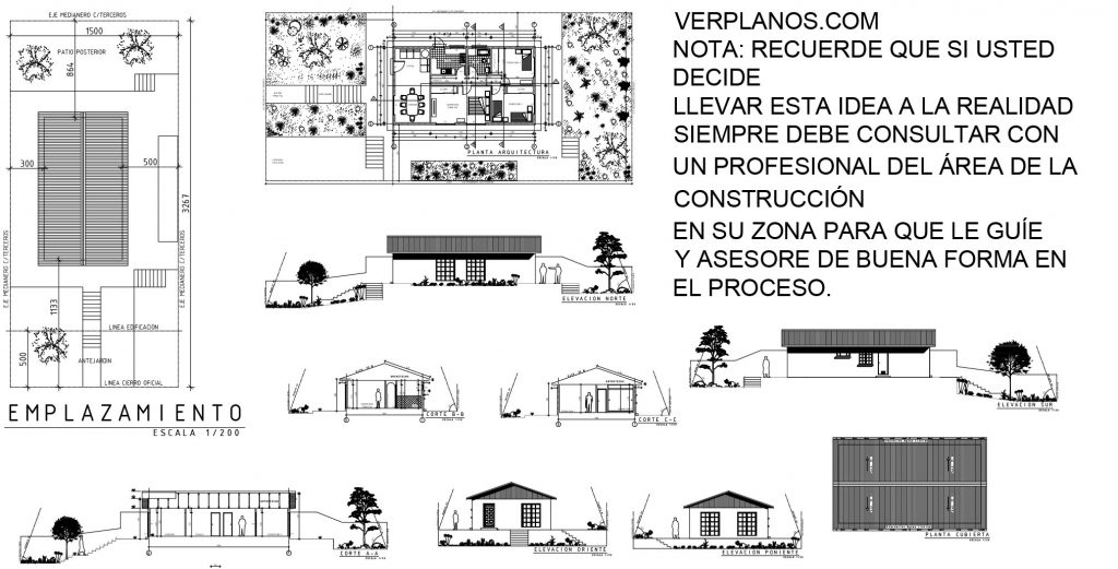 Simple House Plan 7x12 Meter 3 Beds 1 Bath Free PDF Full Plan layout 2d plan