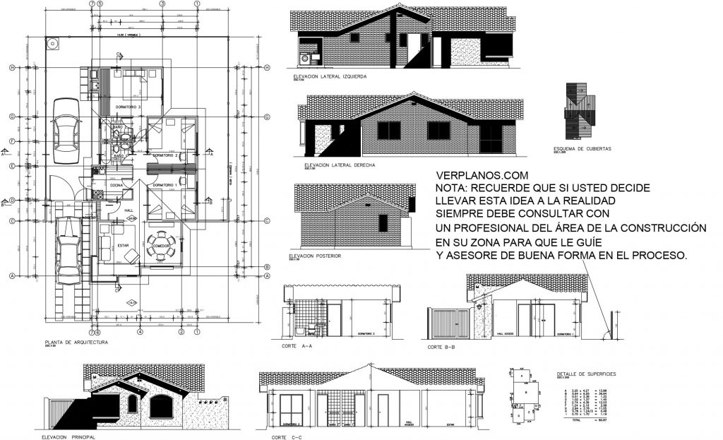 Simple House Plan 7x14 Meter 2 Beds 2 Baths Free PDF Full Plan layout 2d plan