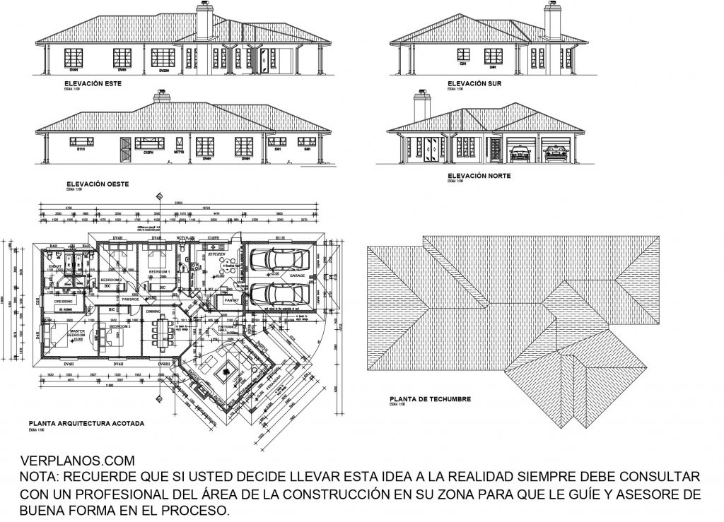 Simple House Plans 14x23 Meter 4 Beds 2 Baths Free PDF Full Plan layout 2d plan