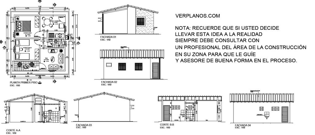 Simple House Plans 7x7 Meter 2 Beds 1 Bath Free PDF Full Plan layout 2d plan