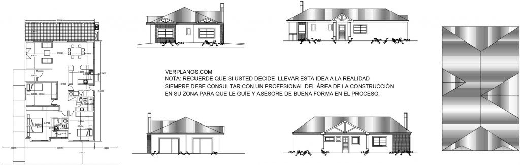 Simple House Plans 9x13 Meter 3 Beds 2 Baths Free PDF Full Plan layout 2d plan