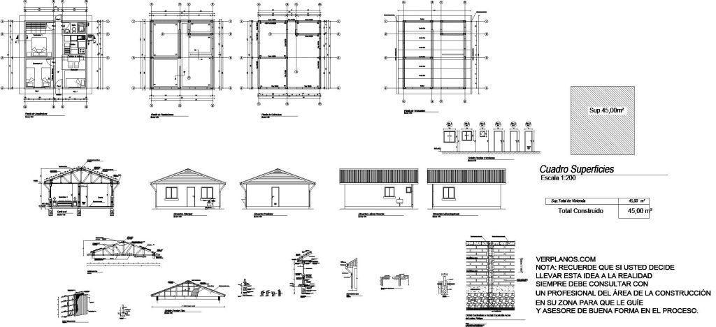 Simple Small Plan 6x7 Meter 2 Beds 1 Bath Free PDF Full Plan layout 2d plan